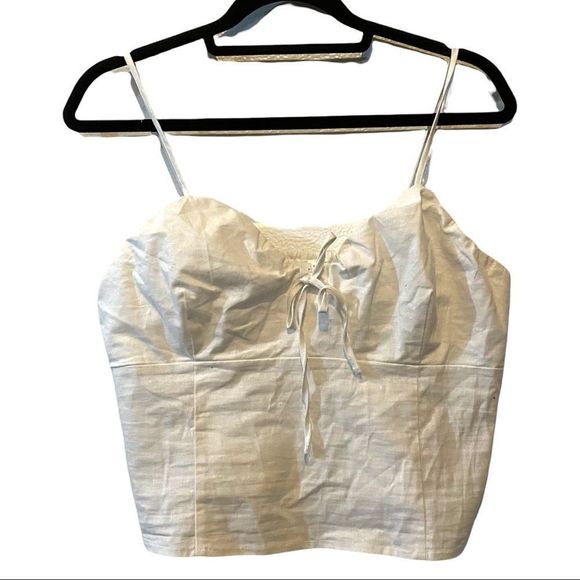 LEITH Tie Front Linen Blend Cami tank White NWOT Size Large - Picture 2 of 7